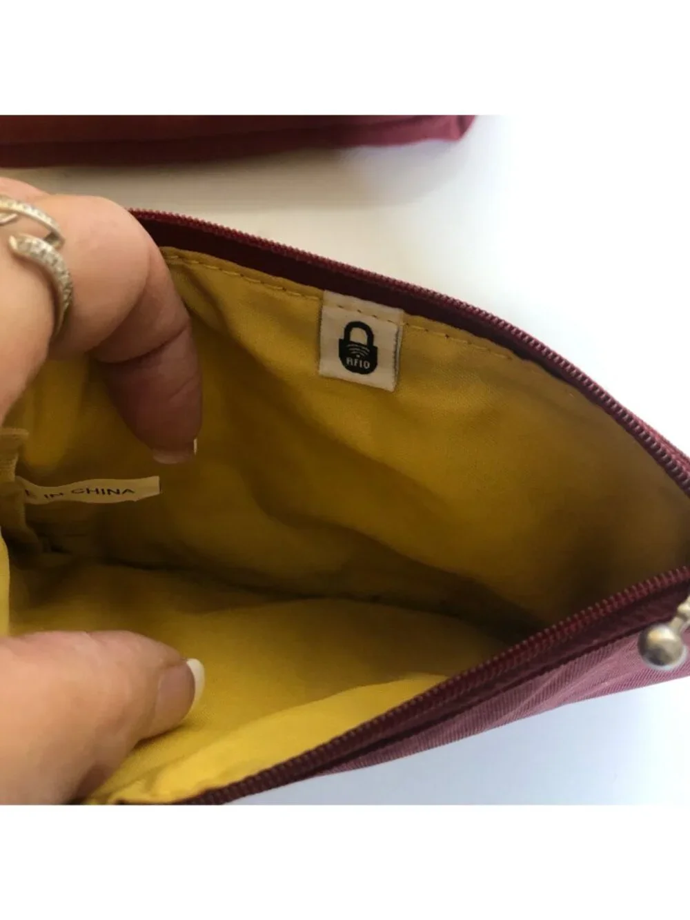 Baggallini Maroon Purse Tablet Bag and Pacsafe RFID-Blocking Wristlet Bag Set
